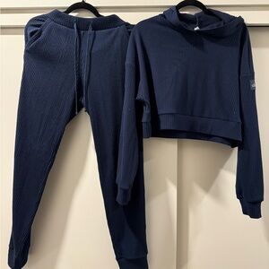 ALO Yoga Navy Track Pants & Hoodie Set